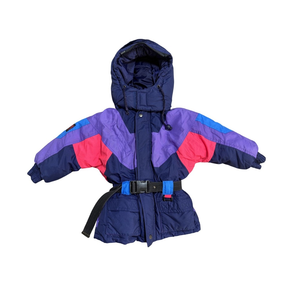 Vintage Billy The Kid Ski‎ Jacket Boys 3T Colorblock Hooded Belted Winter